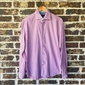 Stone Rose Pink Stripe Button Down Shirt Size Medium
